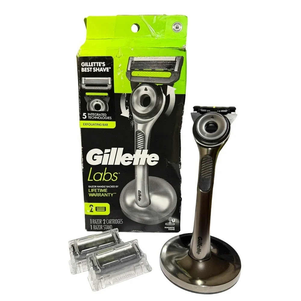 Gillette Labs Razor 5 Blades Exfoliating Bar Magnetic stand -  2 cartridges